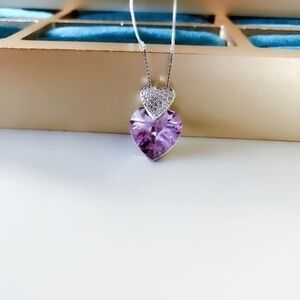 18K GP Purple Zircon Heart Necklace
